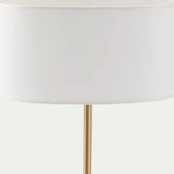 Abat-jour cylindrique en coton D32cm - blanc