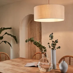 Abat-jour cylindrique en coton D60cm - beige roucas