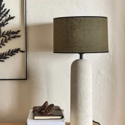 Abat-jour cylindrique en lin D32cm - vert