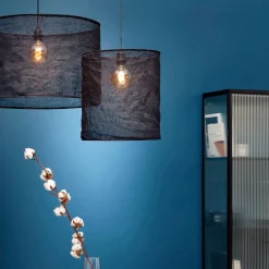 Abat-jour cylindrique en lin D35cm - noir