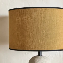 Abat-jour cylindrique en lin D32cm - jaune miel