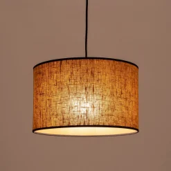 Abat-jour cylindrique en lin D32cm - jaune miel