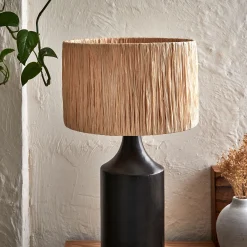 Abat-jour cylindrique en raphia D32cm - naturel