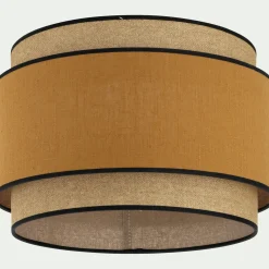Abat-jour cylindrique en tissu D38cm - jaune miel