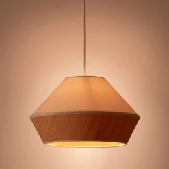 Abat-jour en chêne et tissu D40cm - blanc