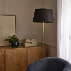 Abat-jour tambour en coton - D45cm noir