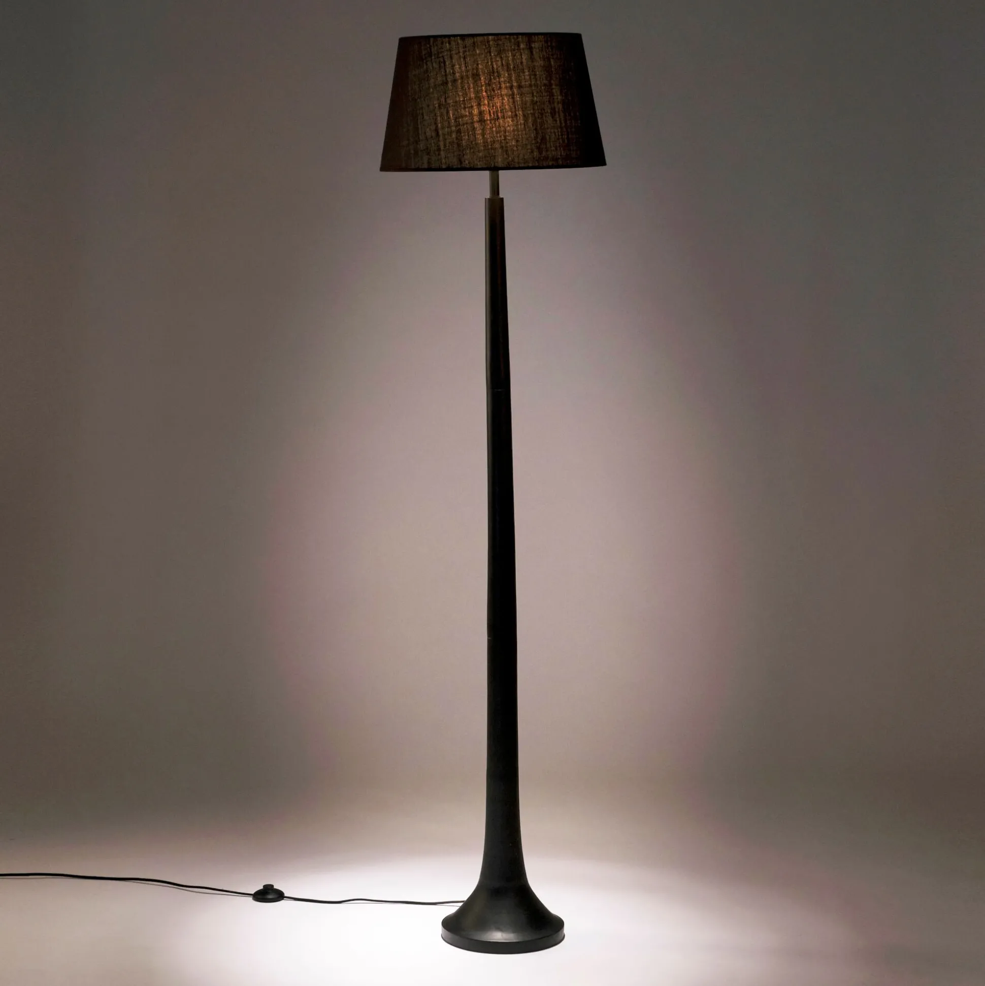 Abat-jour tambour en coton - D45cm noir