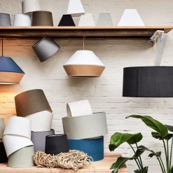 Abat-jour tambour en coton D18cm - gris restanque