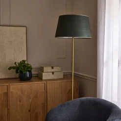 Abat-jour tambour en coton D45cm - vert cèdre