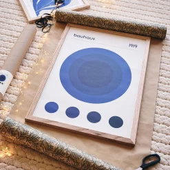 Affiche œil grec 50x70cm - bleu santorin