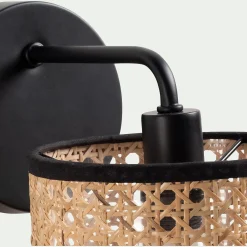 Applique électrifiée en rotin - naturel D15cm