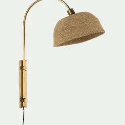 Applique murale électrifiée en métal et jonc de mer H72cm - doré