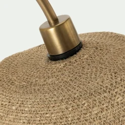 Applique murale électrifiée en métal et jonc de mer H72cm - doré