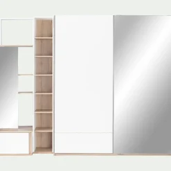 Armoire dressing avec 2 portes coulissantes en bois effet chêne H235cm - blanc