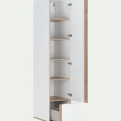 Armoire dressing avec 1 porte et 1 tiroir en bois effet chêne H235XL50cm - blanc