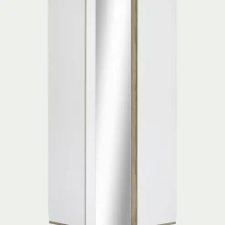 Armoire dressing d'angle avec 1 porte en bois effet chêne - blanc H235xL96cm