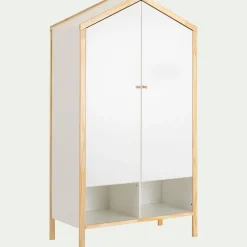 Armoire forme de maison en bois H185cm - blanc