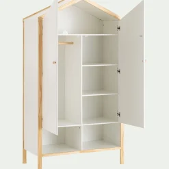 Armoire forme de maison en bois H185cm - blanc