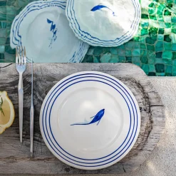 Assiette à dessert en faïence avec motif D22cm - blanc