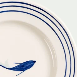 Assiette à dessert en faïence avec motif D22cm - blanc