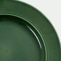 Assiette à dessert en grès D24cm - vert avocado