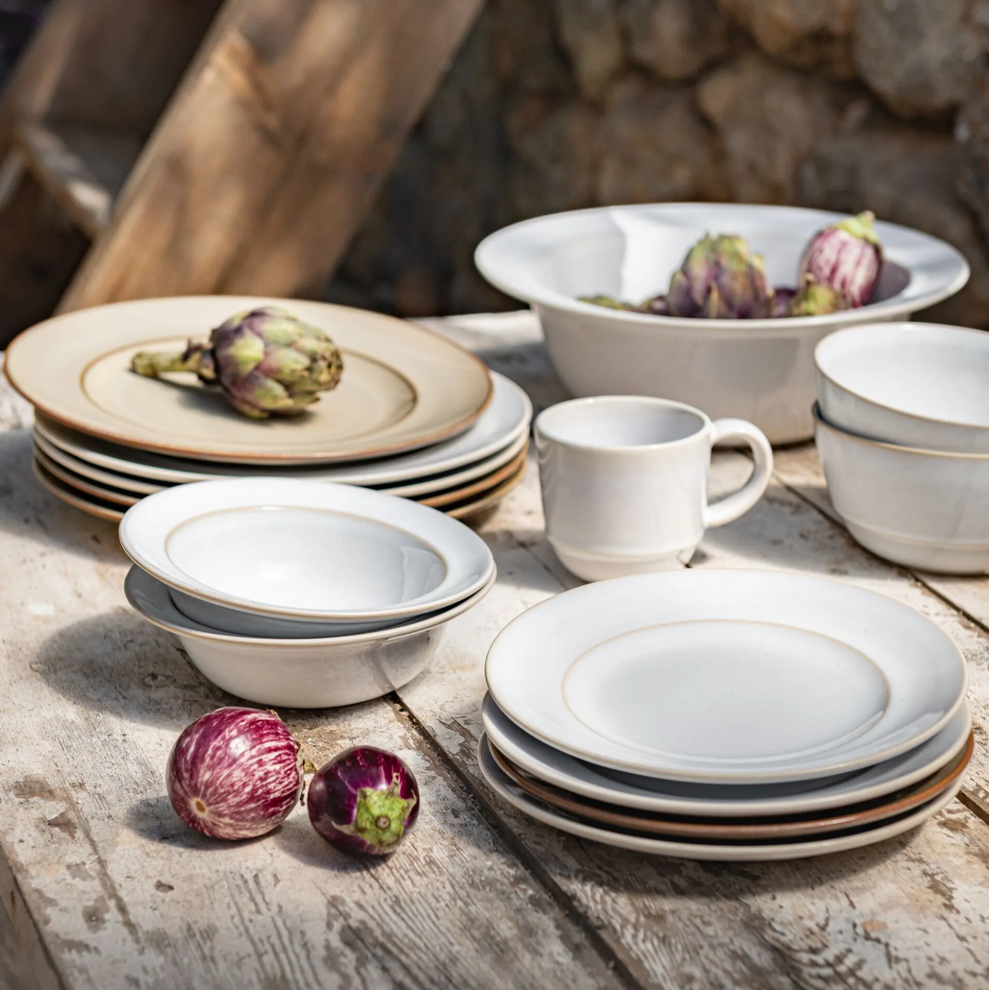 Assiette à dessert en grès D22cm - beige alpilles