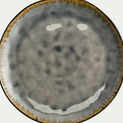 Assiette à dessert en grès émail réactif D20cm - gris