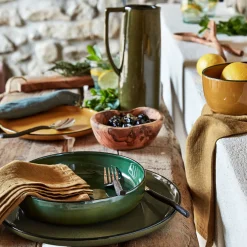 Assiette à dessert en grès D22,2cm - jaune