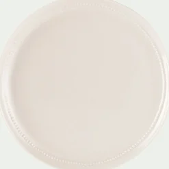 Assiette à dessert en porcelaine avec liseré perlé D21,60cm - blanc ventoux