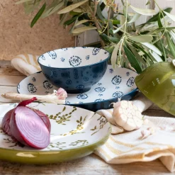 Assiette à dessert motif végétal en porcelaine D20cm - vert