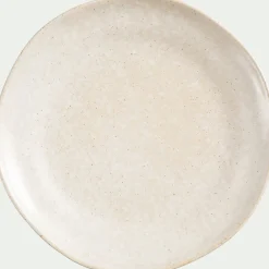 Assiette à dessert mouchetée en porcelaine D22cm - blanc dune