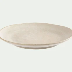 Assiette à dessert mouchetée en porcelaine D22cm - blanc dune