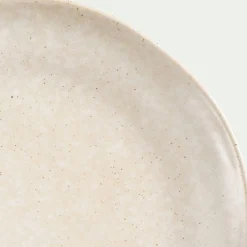Assiette à dessert mouchetée en porcelaine D22cm - blanc dune