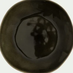 Assiette à dessert organique en grès D21cm - vert cèdre