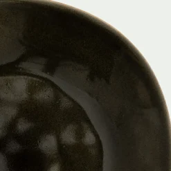 Assiette à dessert organique en grès D21cm - vert cèdre