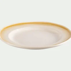 Assiette à dessert peinte en grès D21,5cm - blanc