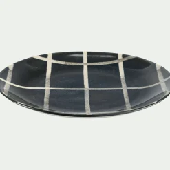 Assiette à dessert rayée en grès D21,6cm - noir