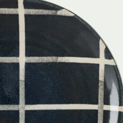 Assiette à dessert rayée en grès D21,6cm - noir