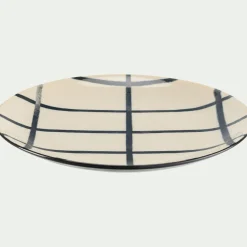 Assiette à dessert rayée en grès D21,6cm - blanc
