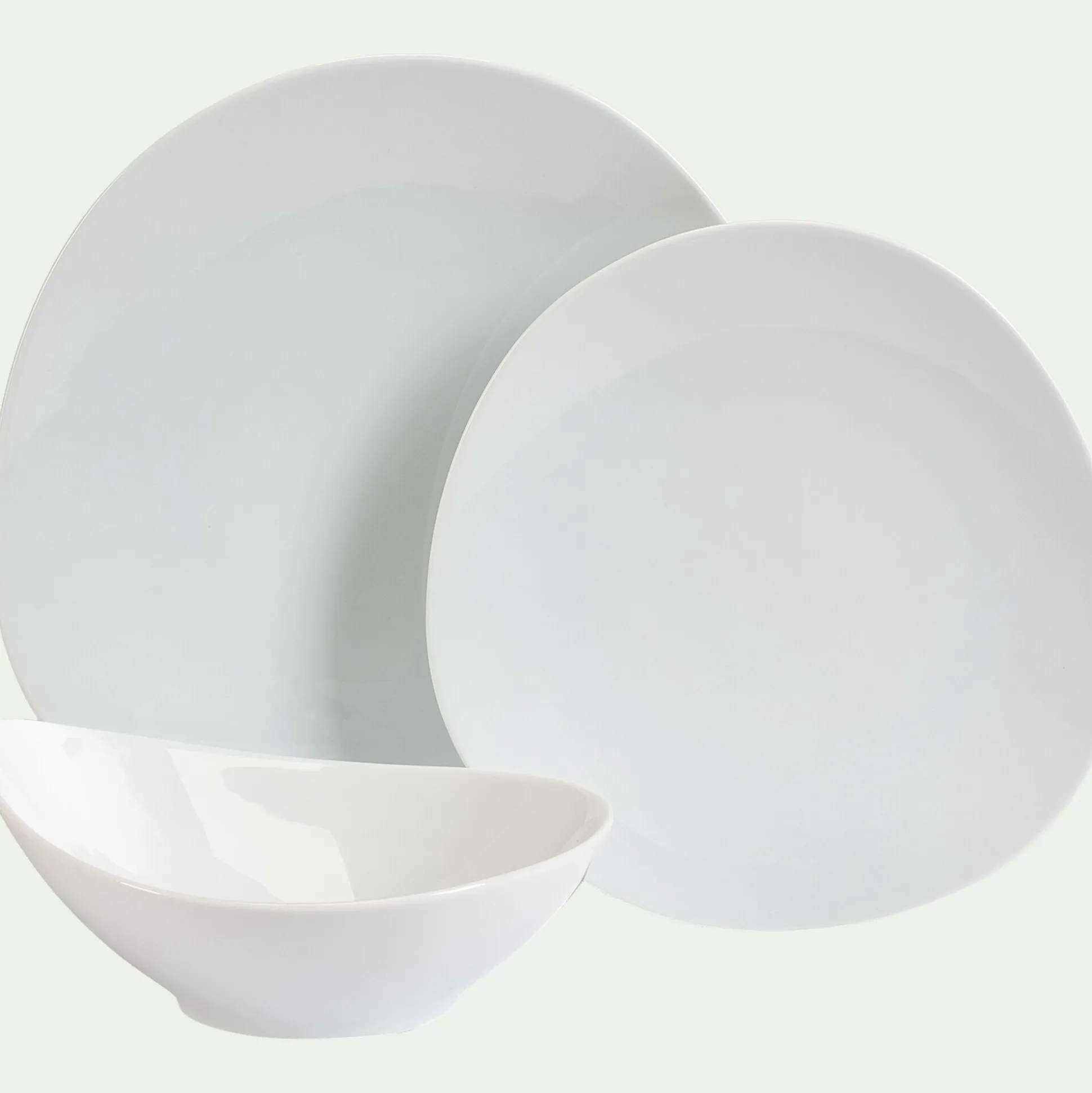 Assiette calotte en porcelaine D19cm - blanc