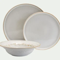 Assiette creuse en grès D22,5cm - beige alpilles