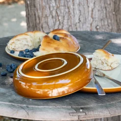 Assiette creuse en grès D20,6cm - brun laquier