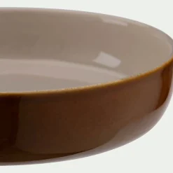 Assiette creuse en grès D20,6cm - brun laquier