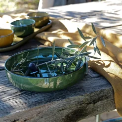 Assiette creuse en grès D20cm - vert avocado