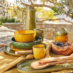 Assiette creuse en grès D20cm - vert avocado