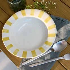 Assiette creuse en grès D23cm - jaune