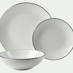 Assiette creuse en grès D18,5cm - blanc