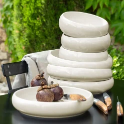 Assiette creuse en grès D22cm - beige sable