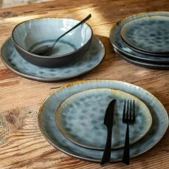 Assiette creuse en grès émail réactif D20cm - gris