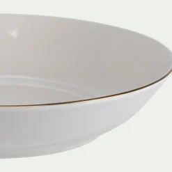 Assiette creuse en porcelaine avec liseré doré D20cm - blanc